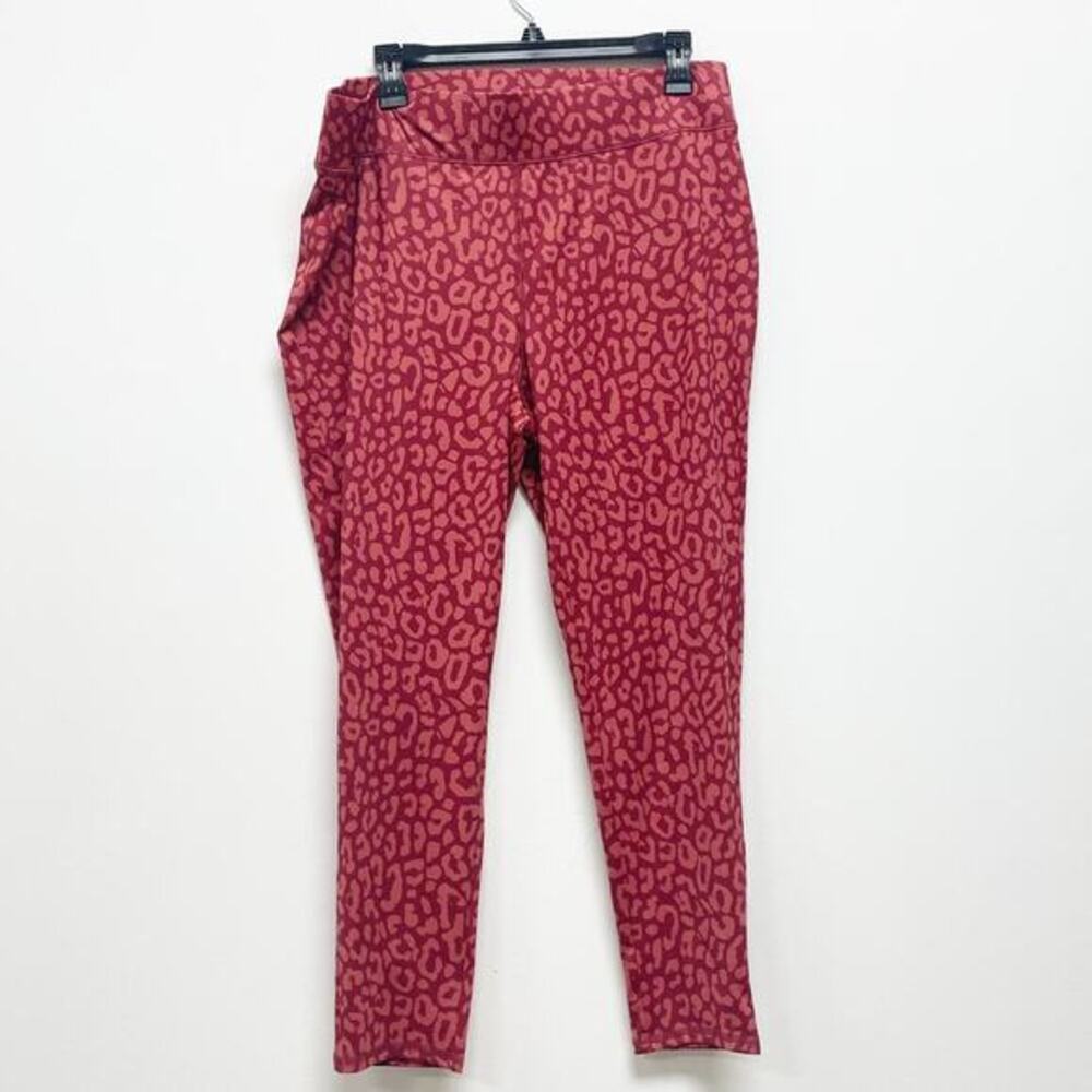 Sport Savvy Women's LP Red Leopard‎ Print High Waist Ankle Length Leggings
